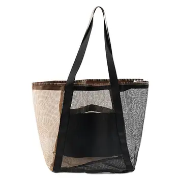 Женская летняя пляжная сумка Складная сливная женская повседневная сумка-тоут сумка большой емкости сетчатая ткань многоразовая сумка для покупок через плечо