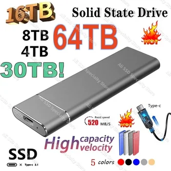 Портативный оригинальный 1 ТБ 16 ТБ Внешний жесткий диск Твердотельный жесткий диск HDD для ПК Ноутбук Устройство хранения данных USB 3.1 2 ТБ Мобильный жесткий диск