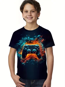 Крутые футболки с 3D-печатью геймпада для мальчиков - крутая, легкая и удобная летняя одежда!