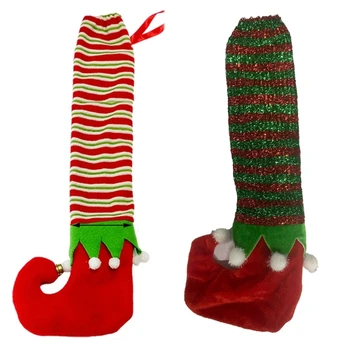 Рождественский полосатый эльф Крышка для ножек стола Чехол для ног Стул Чехол для ног Носки