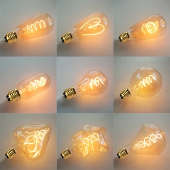 Светодиодная лампочка Эдисона гибкая мягкая нить накаливания художественное творчество ретро теплый желтый чайный цвет имитация вольфрамовая нить
