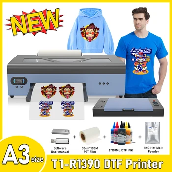 A3 DTF Принтер R1390 Печатная машина для футболок a3 impresora dtf Трансферный принтер dtf A3 Для футболки Вся ткань