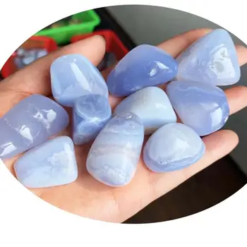 MOKAGY 18MM-25MM Натуральный Полированный Синий Кружевной Агат Галтованный Камень Минеральный Лечебный Кристалл 10шт