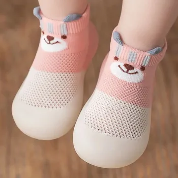 Baby Prewalker Обувь Симпатичные кроссовки для мальчиков Вязаные пинетки Противоскользящие детские напольные Малыши Девочки Первые ходунки