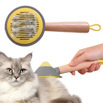 Щетка для линьки Самоочищающаяся щетка для линьки для кошек с кнопкой разблокировки Самоочищающаяся расческа для домашних животных с эргономичной ручкой Pet