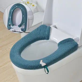  Туалетный коврик Мягкий удобный коврик для сиденья унитаза Дизайн Моющаяся многоразовая подушка для ванной комнаты для комфорта Теплый чехол для сиденья унитаза