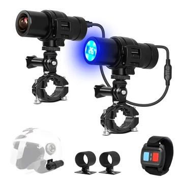 VSYSTO 2K Велосипедная камера 170 градусов HD Экшн-камера с многоцветными задними фонарями, отображением температуры, Wi-Fi и ночным видением