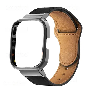 Кожаный ремешок Чехол Протектор для Redmi Watch 3 Активная металлическая оболочка Рамка для Mi Watch Lite Ремешок для часов Redmi Watch 2 Lite Браслет