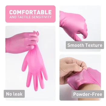 Перчатки одноразовые для приготовления пищи Рабочий Розовый латекс Бытовой водонепроницаемый Инструменты без ПВХ Кухонный нитрил