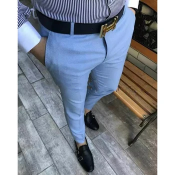 2023 Синий Мужчины Повседневный Slim Fit Костюм Брюки Уличная мода Пляжные мужские брюки Trajes De Hombre De Vestir