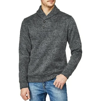 Модные мужские повседневные толстовки Сплошной цвет с длинным рукавом V-образным вырезом на пуговицах Джемпер Теплые пуловеры Облегающие топы для мужчин