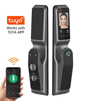 Tuya APP Security Электрические цифровые замки Система автоматического закрывания дверей Интеллектуальное распознавание лиц Встроенная камера с ключами