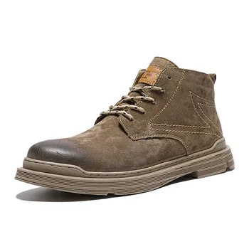 Новая мужская обувь Ботильоны из коровьей замши на шнуровке мужские рабочие ботинки модные повседневные мужские осенние сапоги C1247