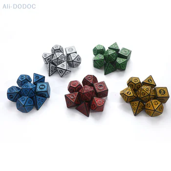 Многогранный набор кубиков Цвета Номера для настольных игр DND RPG Набор кубиков с резным узором