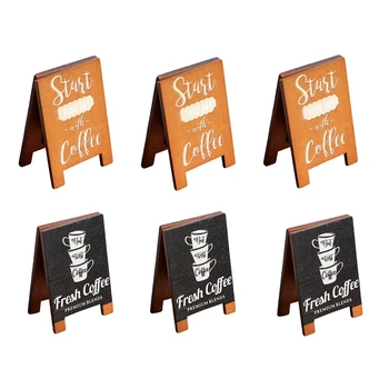 6 Pack Cafe Desktop Clip Симпатичный деревянный фотоклип Держатель для заметок Держатель карты 3 каждого стиля