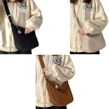 Вельветовая сумка через плечо Дорожная сумка Модная школьная сумка большой емкости