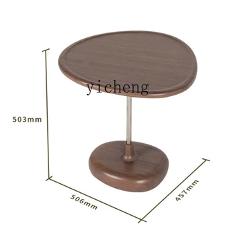 ZC Приставной столик для дивана из массива дерева Креативный журнальный столик Круглый угловой стол из черного ореха Современный минималистичный круглый чайный столик