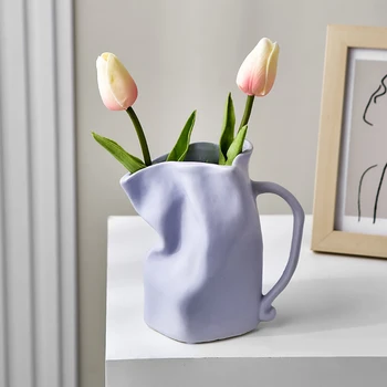 Современный минимализм Нерегулярные керамические вазы Стол для гостиной Украшение из сухоцветов Цветочная композиция Украшение Креатив