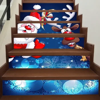 3D наклейки на лестницу DIY Рождественский креативный мультфильм Рождественский шаблон лестницы декоративные наклейки консилер на стену