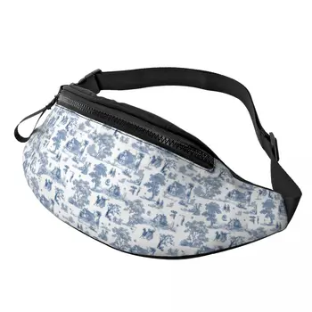 темно-синий французский toile de jouy motif узор fanny pack для путешествий классический традиционный французский искусство через плечо сумка на талии