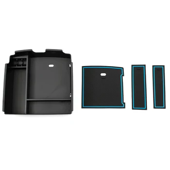  Стойка для хранения консоли переднего пола для Kia Carnival KA4 2022 Держатель ящика для хранения подлокотника автомобильной центральной консоли Черный + синий ABS