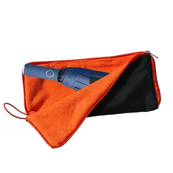 Сумка для зонта Сумка для хранения зонтов из синели на открытом воздухе с застежкой-молнией Супервпитывающая сумка для хранения Быстросохнущий чехол для зонта