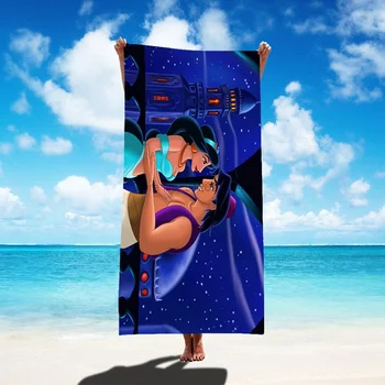 Принцесса Аладдин Жасмин Банные полотенца Пляжное полотенце из микрофибры Взрослые Домашняя мочалка Детские мягкие впитывающие полотенца 75x150 см