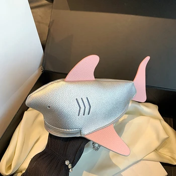  Симпатичная мультяшная акула Творческая сумка Леди Девочки Веселая сумка Японский стиль Тренд Кроссбоди Сумка Для Женщин 2023 Новая Кукла Телефон Кошелек Мода