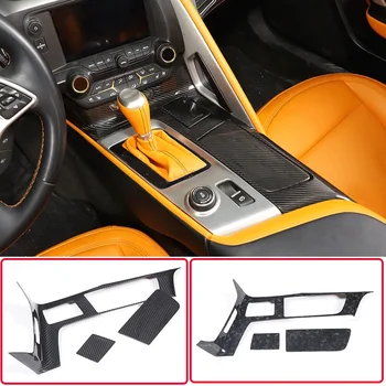 Для 2014-2019 Chevrolet Corvette C7 настоящий углеродный волокно автомобильный стайлинг центральная панель управления рамка переключения передач автомобильные аксессуары для интерьера автомобиля