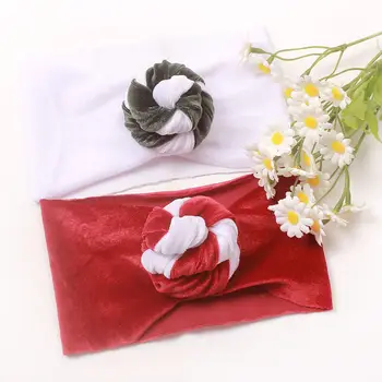 Рождественская повязка на голову для девочки Узел Бархатная повязка для волос Тюрбан для малышей Принадлежности для фотографии Подарок на рождение Аксессуары для волос