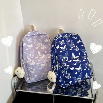 Модный корейский женский рюкзак Студенческий рюкзак для хранения школьных книг и органайзер для путешествий Бабочка Шаблон Сумка для студенческих книг