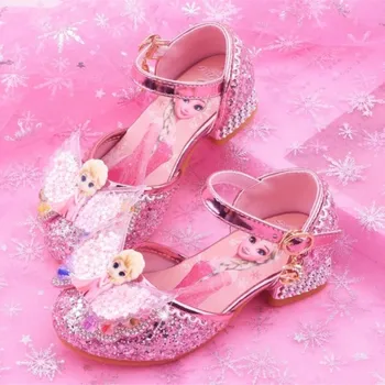 Новый Эльза Обувь Для Девочек Мультяшная Кожа Детская Обувь Frozen Princess Детская Обувь Девушка Сандалии Платье Снежная Королева Сандалии