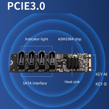NVME на карту расширения M.2 PCIE M Key 4 порта SATA3.0 M.2 SATA3 Контроллер Множитель HDD SSD адаптер Высокая скорость