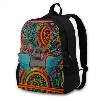 Мексиканская художественная школьная сумка Huichol Рюкзак большой емкости Ноутбук 15 дюймов Huichol Mexico Mexican S Skull Travel Red Love Испанский