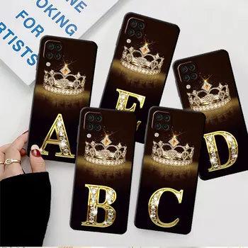 Чехол для телефона Smasung Galaxy A52 A12 A51 A32 A21s A53 A13 A71 A72 A23 A33 A22 A03 A02 A41 A04s A73 Чехол для телефона Crown Gold A B Letters
