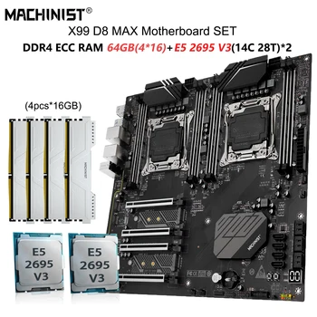 MACHINIST X99 Материнская плата Intel LGA 2011-3 Xeon E5 2695 v3 * 2 Двухпроцессорный процессор с 4 шт. * 16 ГБ DDR4 ECC RAM NVME M.2 D8 MAX