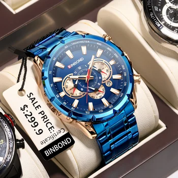 Мужские часы для мужчин Топ-бренд Роскошный хронограф Светящиеся кварцевые часы Мода Бизнес Водонепроницаемые наручные часы из нержавеющей стали