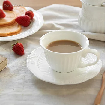 Керамическая рельефная кофейная чашка INS Высококачественная кружка Европейская посуда для послеобеденного чая Полный набор ритуального чувства