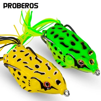 PROBEROS 1PCS TopWater Frog Fishing Luring 5-8.5-13-17.5g Мягкая приманка Wobblers Искусственная приманка Рыболовные снасти Ray Frog с юбкой