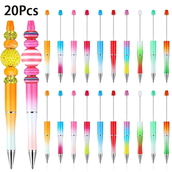 20Pcs Градиентный цвет Бисерная ручка Шариковая ручка Черные чернила Бисерные ручки для DIY Изготовление подарка