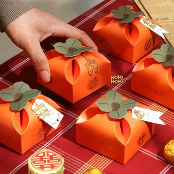 50 шт. Свадебные конфетные коробки Подарочная коробка Wedding Ins Wind Persimmon High-End Свадебная коробка конфет для подарка на вечеринку
