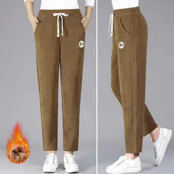 женские женские брюки из толстой бархатной ткани, повседневные брюки, теплые, с высокой талией, женская мода, осень, зима, 2023