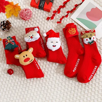 Christmas Baby Нескользящие напольные носки Большой красный Детский Midtube Bao Bao New Year Instagram Socks Explosion