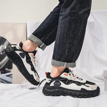 2023 Новая обувь для мужчин Мужская вулканизированная обувь с перекрестными связками Высококачественные повседневные кроссовки с круглым носком и противоскользящей платформой