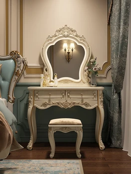 Туалетный столик в европейском стиле Столик для макияжа в спальне Многофункциональный туалетный столик Princess Встроенный шкаф для хранения