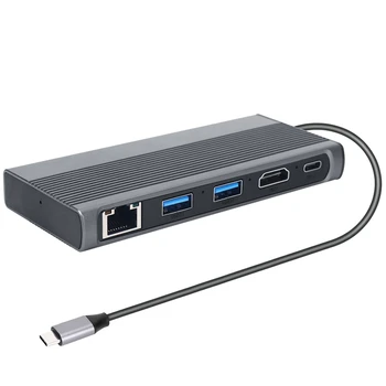 USB C Hub M.2 SSD Корпус - совместимый + USB3.1 + RJ45 + PD Type-C док-станция для твердотельного накопителя M.2 NVME NGFF для