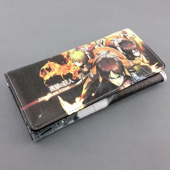 Длинный PU-кошелек с красочной печатью аниме Атака на титана Эрена/Микасу