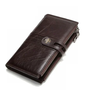 RFID мужской кошелек с двойными молниями кожаный кошелек длинный hasp porte feuille homme роскошный мужской кошелек кожаные натуральные кошельки клатч сумка