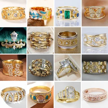 Роскошные обручальные кольца золотого цвета женские элегантные модные кольца темперамента юбилейные ювелирные изделия для вечеринок аксессуары