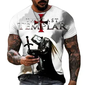 Летняя мода Templar 3D-печатная мужская футболка Street Harajuku Cross Футболка для мужчин Футболка оверсайз с коротким рукавом Винтажный топ